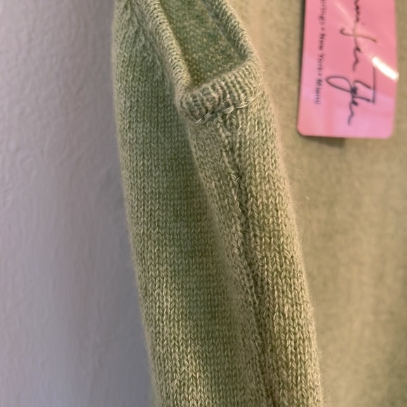 Jennifer Tyler moss green 100% cashmere round neck sweater tank. Italy. SzL - Picture 5 of 11